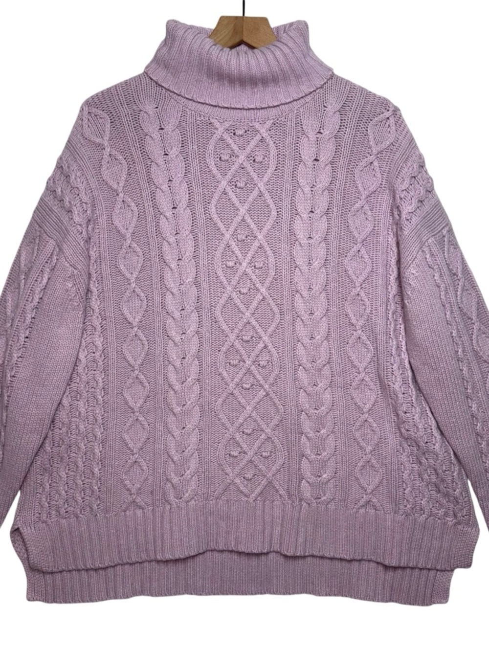 Tuckernuck Fitzgerald Cashmere Wool Lilac Lavender Cable Knit Turtleneck Sweate